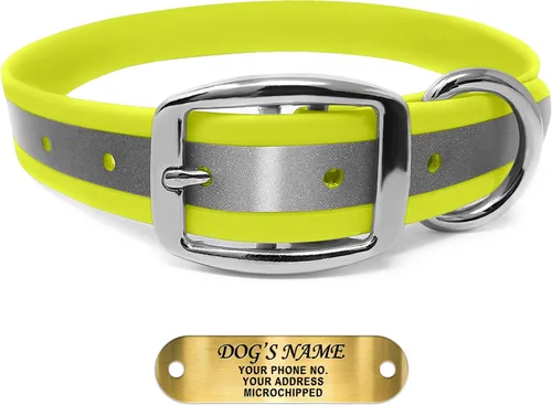 Miniatura 11 de Regal Dog Products Collar Reflectante para Perro con Placa de Nombre Grabada Personalizada Collares para Perro Personalizados de Biothane Rosa