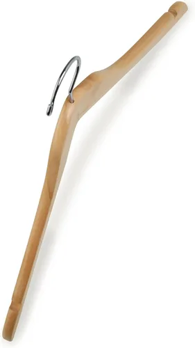 Miniatura 3 de Perchas de madera (paquete de 100) – Percha de madera Wishbone con gancho cromado, sin barra, 17 pulgadas, madera natural
