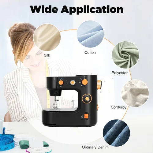 Miniatura 6 de Máquina de coser portátil, mini máquina de coser de 2 velocidades, kit de costura seguro y máquina de coser pequeña fácil de usar con luz LED, pedal