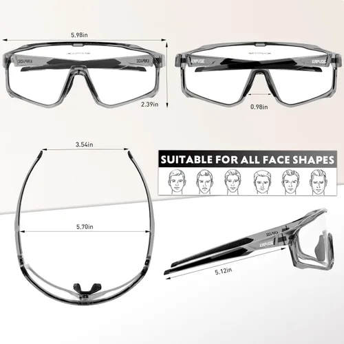 Miniatura 4 de KAPVOE Gafas de ciclismo fotocromáticas para hombres y mujeres, gafas de sol para bicicleta de montaña MTB, deportes, transición, triatlón, carrera