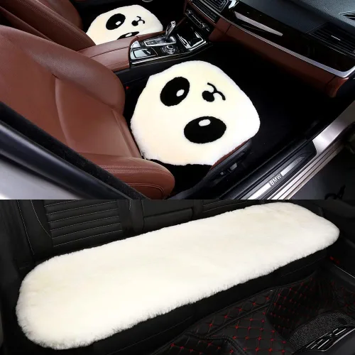 Miniatura 23 de LLB Fundas de asiento de asiento de automóvil de oveja genuina para automóviles, camiones, SUV, almohadilla protectora de asiento cómoda para Gris