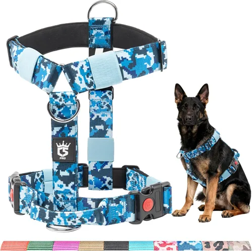 Miniatura 15 de TSPRO Arnés táctico sin tirones para perro, asa de control superior, hebilla de liberación rápida, ajustable, a prueba de escapes, para perros