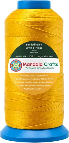 Miniatura 207 de Mandala Crafts - Hilo de nailon para coser cuero, tapicería, mezclilla y para trenzar el pelo; resistente, 1500 yardas, tamaño 69 T70 Marrón