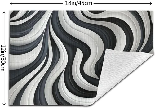 Miniatura 2 de 6 PCS PVC Placemats Set Place Mats Black and White Contrast Non-Slip Weave Place Mats 12" x 18" Farmhouse Table Mat Set for Family Dinners Wedding