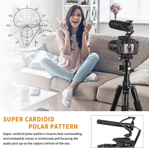 Miniatura 3 de COMICA CVM-V30 LITE Micrófono de video, micrófono de cámara de condensador supercardioide de escopeta para cámaras Canon Nikon Sony Panasonic DSLR