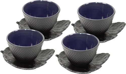 Miniatura 3 de Juego de tazas de té japonesas de hierro fundido con lunares negros con platillos de taza de té ~ We Pay Your Sales Tax (1 taza + 1 platillo)