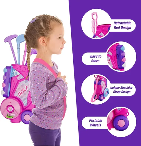 Miniatura 2 de HYES Juego de Golf para Niños Pequeños de 2-4 Años, Club de Golf para Niños con 8 Pelotas, 4 Palos de Plástico, Tapete de Putting, Marcador, Bolsa