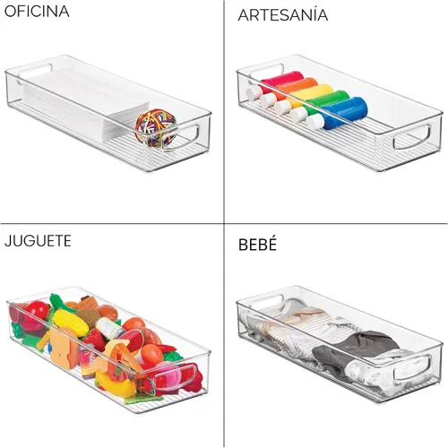 Miniatura 7 de iDesign Contenedor de almacenamiento transparente extra largo delgado Organizador estrecho, apilable, de cocina o despensa