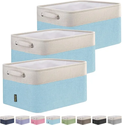 Miniatura 54 de BALEINE 1 paquete de contenedores de almacenamiento de tela para estantes, cestas de almacenamiento de lino para organizar, contenedores decorativos