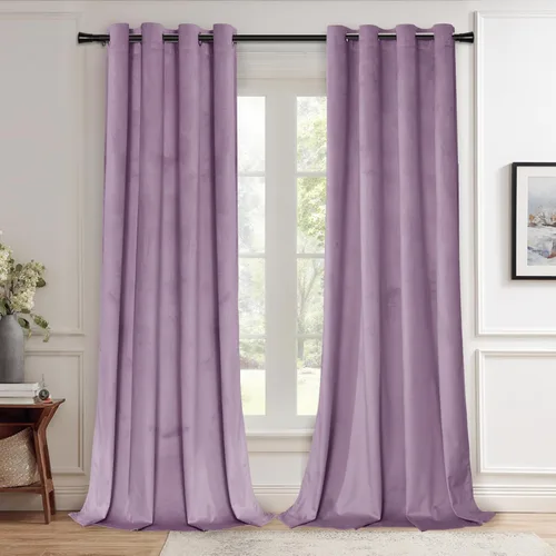 Miniatura 123 de JIUZHEN - Cortinas de terciopelo gris de 63 pulgadas opacas para sala de estar - Cortinas gruesas de terciopelo con ojales para ventana