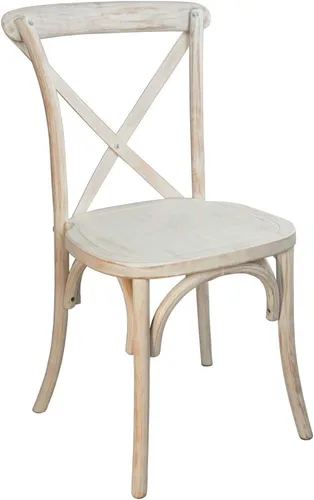Miniatura 6 de EMMA + OLIVER Silla natural con respaldo en X de grano blanco Grano blanco natural