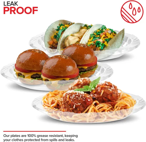 Miniatura 4 de Stock Your Home 240 unidades, platos de plástico transparente de 7 pulgadas, flexibles, platos desechables resistentes para fiestas, para recepción
