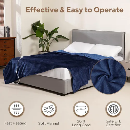 Miniatura 5 de Manta térmica eléctrica tamaño Queen de 84" x 90" 6 niveles de calefacción y temporizador automático de 8 horas Calentamiento rápido de cuerpo
