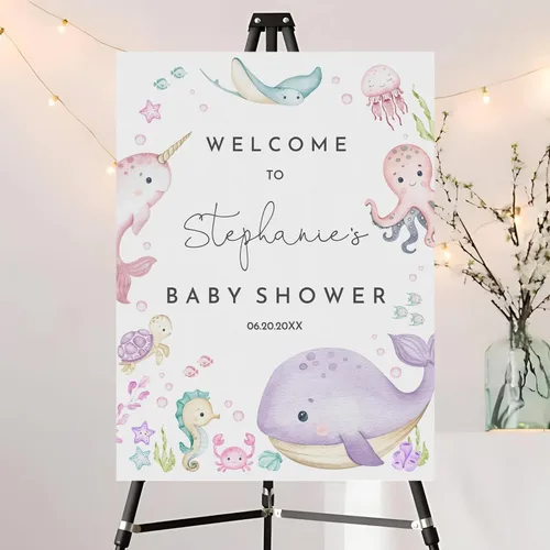 Miniatura 16 de Letrero de bienvenida con foto editable para baby shower, letrero moderno para baby shower, letrero con nombre personalizado para niño o niña