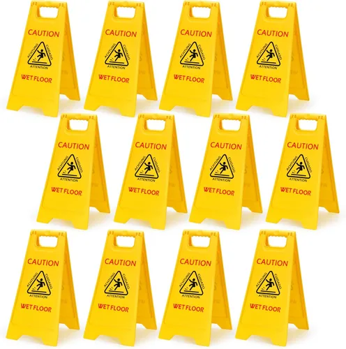 Miniatura 19 de MATTHEW CLEANING - Señales industriales de 19 pulgadas para suelo mojado, paquete de 3 letreros de advertencia multilingües de plástico corrugado
