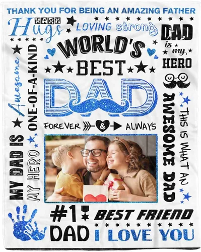 D-Story Mantas personalizadas con imágenes para un papá, para el Día del Padre, mantas con imágenes personalizadas, regalos para el Día del Padre