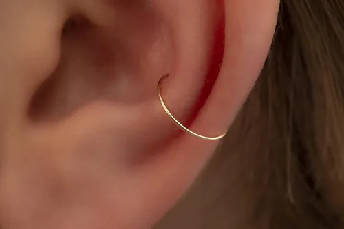 Miniatura 42 de Aretes de aro de oro de plata – Aretes de aro para mujer, dos piezas de aros de plata fina rellenos de oro, aro de hélice, anillo de tragus, aro
