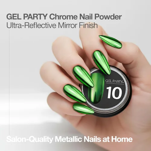 Miniatura 2 de GELPARTY - Juego de polvos de uñas cromados de 16 colores, pigmento de efecto holográfico y espejo de alta calidad dorado metálico, plata, camaleón
