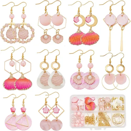 Miniatura 8 de SUNNYCLUE 1 caja, 10 pares de aretes de verano, kit de iniciación para hacer colgantes, piña, cocotero, dulce alimento, abalorios de cristal