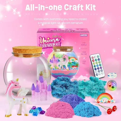 Miniatura 2 de LAOESE Regalos de unicornio para niñas - Kit de terrario iluminado para niños - Juguetes de unicornio DIY para niñas de 4, 5, 6, 7, 8-12 años, kit