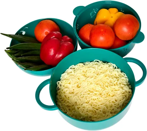Miniatura 6 de Taza de ramen de 68 onzas para microondas, olla para fideos, vaporera para cocinar alimentos y verduras con colador removible, verde Sin BPA