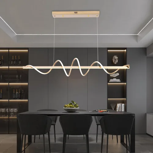 Miniatura 13 de Lámpara Colgante Moderna - Candelabro LED Dorado para Comedor con Giro Creativo en Forma de Serpiente - Iluminación LED Galvanizada en Oro para Isla