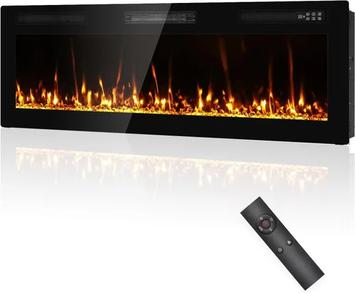 Miniatura 14 de Insertos de chimenea eléctrica de 42 pulgadas y montaje en pared con control remoto y pantalla táctil Calentador de chimenea de 1500 W