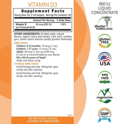 Miniatura 2 de Eniva Health Vitamina D líquida (D3) Dr. Formulado para una rápida absorción (4.1 fl oz)