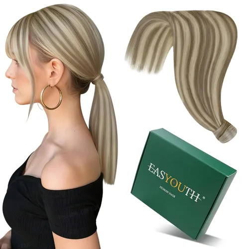 Miniatura 13 de Easyouth Extensión de cola de caballo de cabello humano marrón ombré, extensión de colas de caballo, extensiones de cola de caballo de color marrón