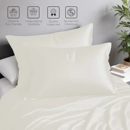 Miniatura 2 de LINENWALAS Tencel - Juego de ropa de cama (4 piezas), color liso