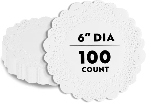 Miniatura 88 de Restaurantware Pastry Tek Blondas de Encaje de 4 x 4 Pulgadas 100 Vajilla Decorativa - Blondas de Mesa Desechables Redondas de Papel Negro