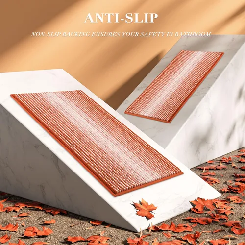 Miniatura 5 de Juegos de Alfombras y Tapetes para Baño, Juego de Alfombra de Baño de Felpilla Gruesa Absorbente de 2 Piezas Antideslizante, Tapetes Suaves