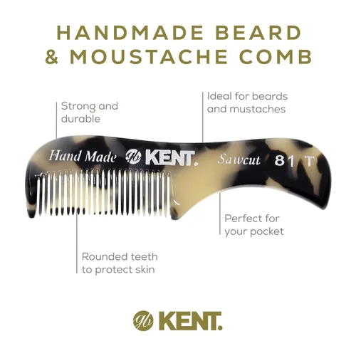 Miniatura 4 de Kent A 81T TW X-Small Peine de Bolsillo para Barba y Bigote de Hombre, Peine de Bolsillo de Dientes Finos para Arreglo y Peinado del Vello Facial.