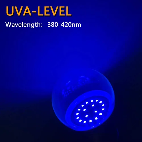 Miniatura 4 de Bombillas LED negras UV, bombilla LED negra E26 de 9 W, luces negras para fiesta brillante, dormitorio, póster fluorescente de luz negra, pintura
