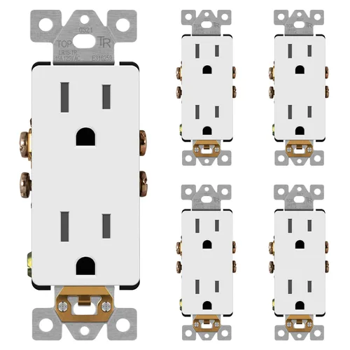 Miniatura 15 de LIDER LR15-TR-GD5P - Receptáculo decorativo mate c/tapa frontal intercambiable, tomacorriente a prueba de manipulaciones/niños, autoconexión a Dorado