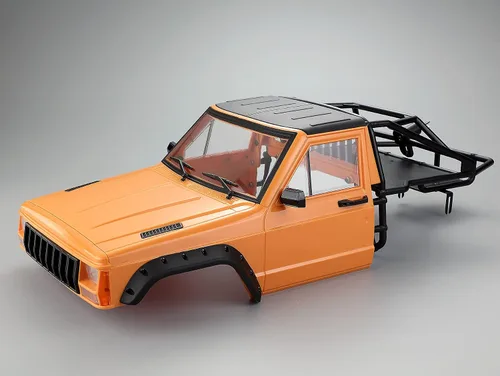 Cabina de cuerpo de orugas RC y carcasa trasera de media jaula para 1/10 RC Crawler TRX4 SCX10 90046 AT4 GEN 8 Scout II (naranja)
