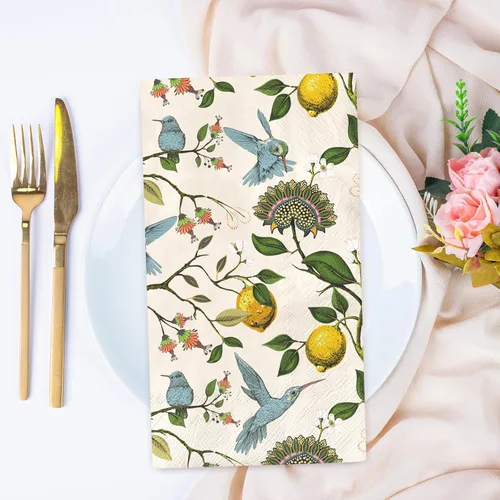 Miniatura 3 de 80 servilletas de papel desechables con diseño de pájaro azul, diseño retro de árbol de limón, servilletas de papel decorativas de temporada