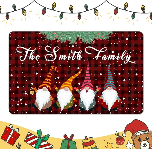 Miniatura 23 de Tapete personalizado de bienvenida de Navidad para entrada al aire libre con nombre, tapete de puerta de Navidad personalizado para Navidad, tapete
