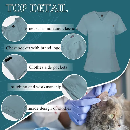 Miniatura 3 de VIAOLI Conjunto de ropa quirúrgica para mujer, conjunto de camiseta médica y pantalón deportivo, ropa de trabajo, traje deportivo moderno y clínico
