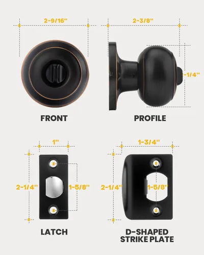 Miniatura 7 de Goldenwarm - Perillas interiores de puerta de bronce aceitado, perillas para puerta de dormitorio, pomo de puerta de bronce con privacidad, perilla