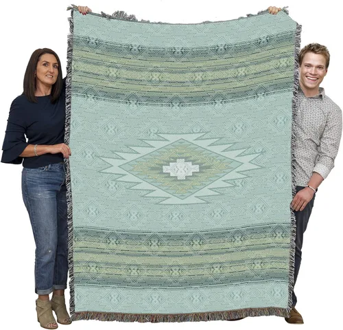 Miniatura 19 de Pure Country Weavers Manta Baja – Inspirada en los nativos americanos del suroeste – Manta de regalo tejida de algodón – Fabricada en los Estados