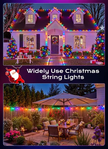 Miniatura 4 de Brightown C9 luces LED de Navidad para exterior, 7.62 m 7.62 luces de cadena multicolores conectables C9 para árbol de Navidad, patio, tejado