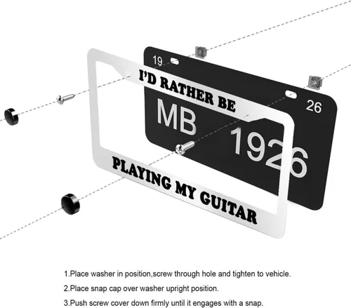 Miniatura 5 de Placa de matrícula con texto en inglés "I'd Rather BE Playing My Guitar", placa frontal para automóvil, 12 x 6 pulgadas