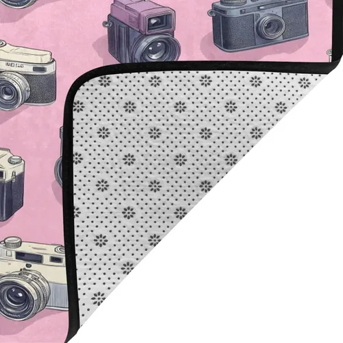 Miniatura 4 de Retro Camera Pink Print Area Rugs for Living Room Bedroom, Soft Washable 5x7 Area Rugs Indoor Floor Rug, Non Slip Carpet for Bedroom Living Room