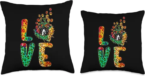Miniatura 3 de Love Pit Bull Sunflower Tie Dye Leopard Pattern Funny Dog Throw Pillow