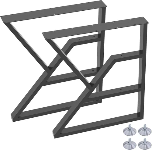 Miniatura 14 de Juego de 2 patas de escritorio de metal, patas de mesa en forma de T resistentes de 28 pulgadas de alto x 16 pulgadas de ancho, patas de metal