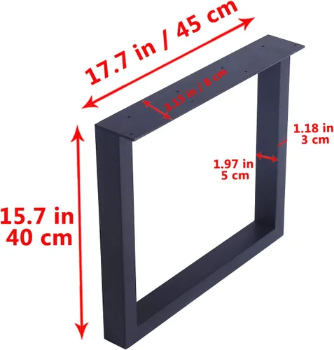 Miniatura 4 de MBQQ Patas para muebles de 15.7" de altura 17.7" de ancho, tubo cuadrado rústico decorativo, patas de mesa de metal resistente, patas de escritorio