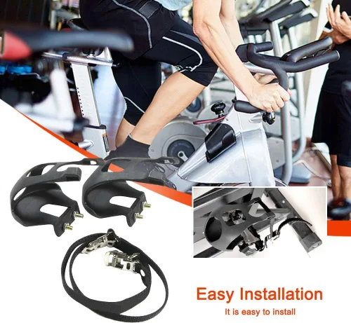 Miniatura 7 de EKDJKK 1 par de pedales de bicicleta con clip para los dedos del pie y correa, jaulas de clips para dedos de bicicleta, cubierta de pie de pedal