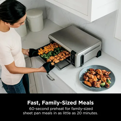 Miniatura 4 de Ninja SP080 Foodi - Horno de encimera digital con función 6 en 1, capacidad abatible y lejos para espacio de almacenamiento, con cesta de freír