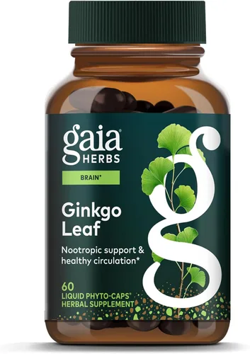 Gaia Herbs Hoja de ginkgo - Tradicionalmente utilizada para apoyar la circulación saludable y la función cerebral* - Suplemento de hierbas - 60